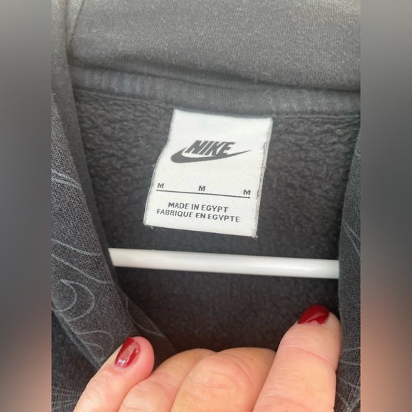 Nike Aop Gel Black Fleece Small Swooshes Pullover Crewneck Hoodie Mens M - Picture 3 of 6